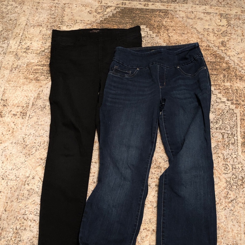 2 pair pull on skinny jeans- Liverpool Women's Black and Lee Blue Skinny Jeans